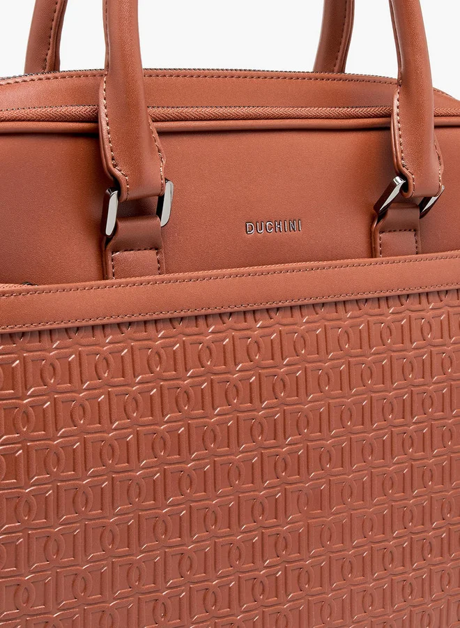 DUCHINI TAN Men Monogram Textured Laptop Bag for Men | Best Price UAE
